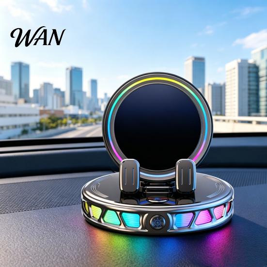Car Phone Holder with Light Wireless Charging Mount RGB Ambient 15W Fast Stand Magnetic Charger Vacuum Suction Cellphone Accessories