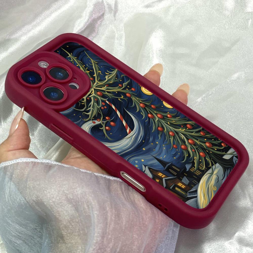 JT17 Арт-деко Рождественская елка Чехол-бампер для iPhone 17 16 Pro Max SamsungS26 Ultra A17 A16 A26 A07 Xiaomi 15T Redmi Note 14 Pro Plus Мягкий ТПУ