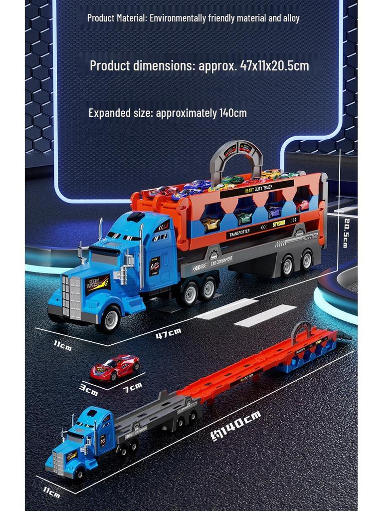 Игрушка грузовик-трансформер с двойным треком и инерционным хранением - Большой контейнер из сплава для детей
