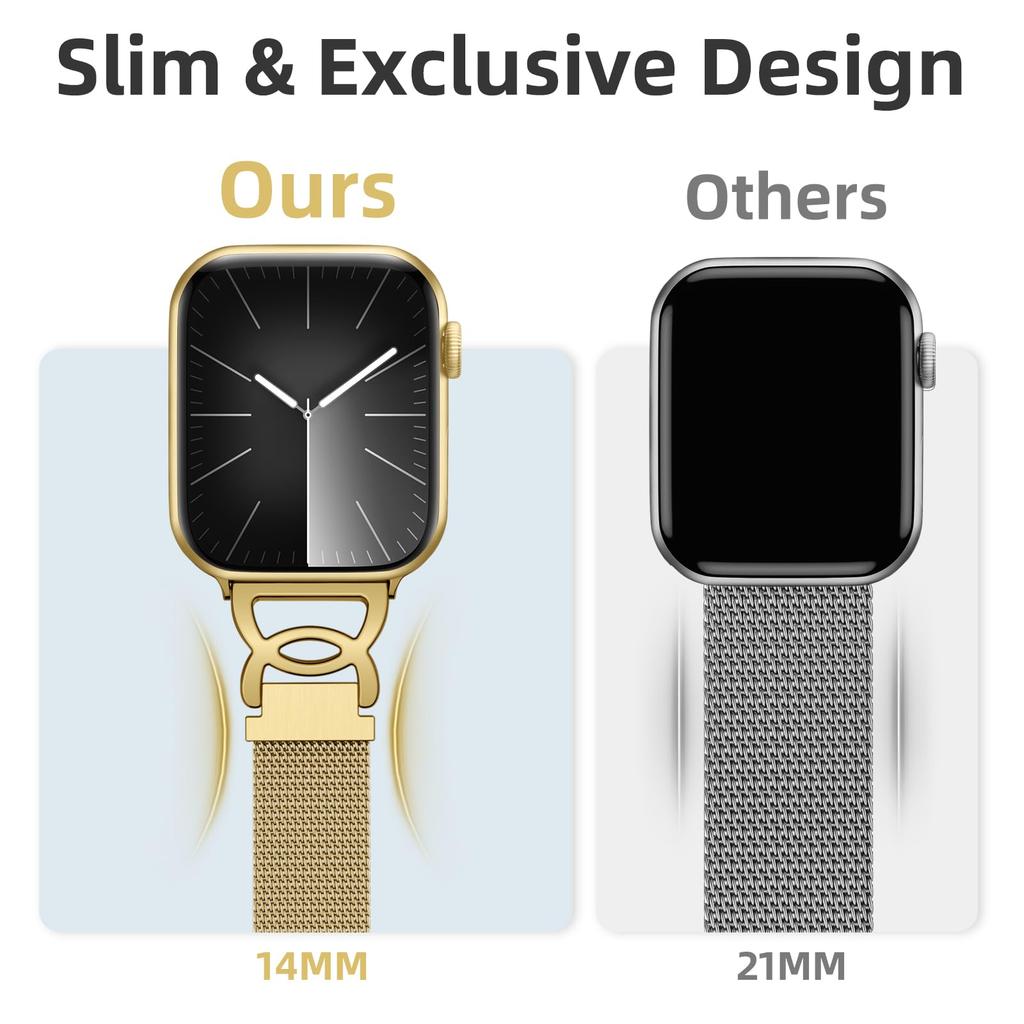 Ремешок для Apple Watch Series 10 9 8 7 SE 6 5 4 3 2 1 42мм 41мм 40мм 38мм Миланская петля Магнитная застежка Металлический ремешок из нержавеющей стали