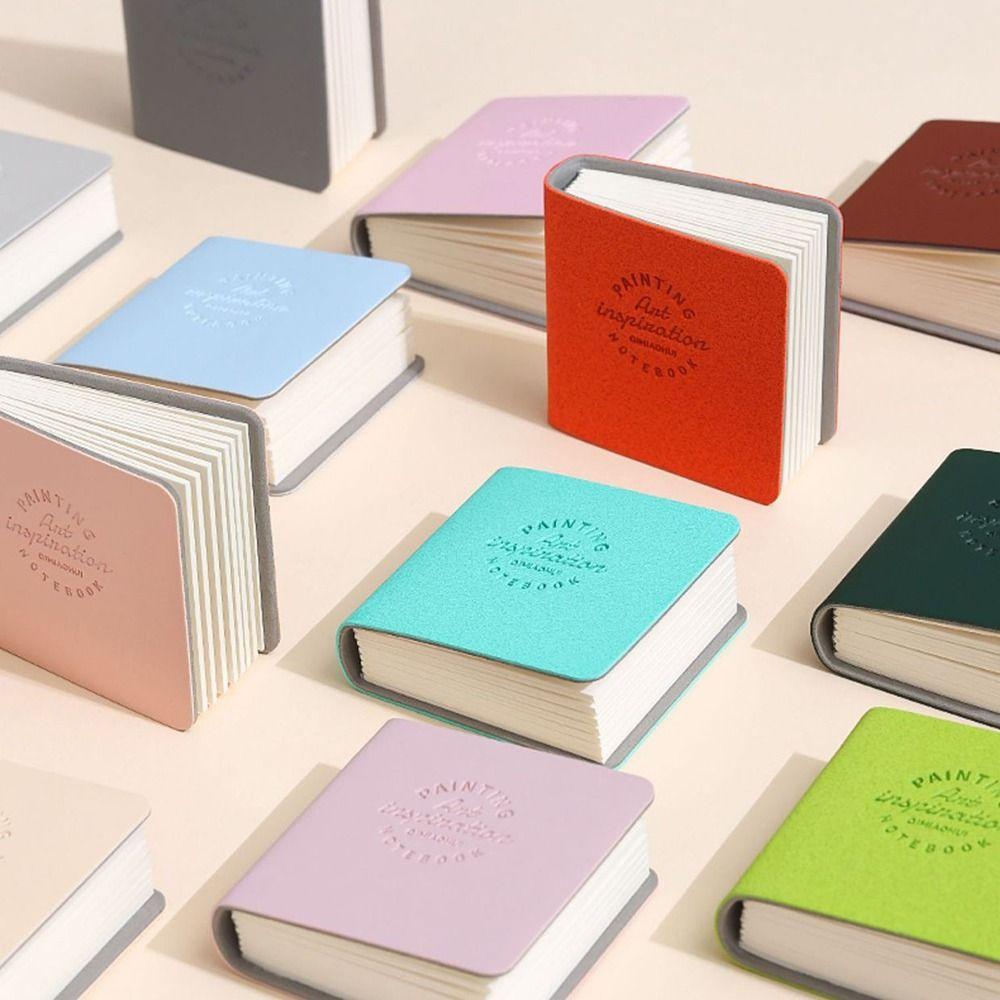 3Pcs Thick Drawing Paper Mini Drawing Book Unlined PU Leather Cover Miniature Sketchbook Blank Paper No Bleed