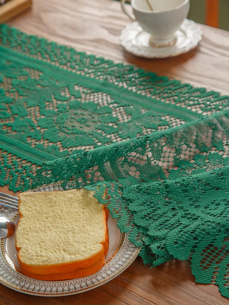 Зеленый рождественский кружевной тесьма скатерть с кисточками