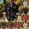 Men's Halloween Prints Button Long Sleeve Shirts Men's Casual Fashion Long Sleeve Shirts