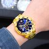 8pcs/set Men'sWatch Set with Blue Round Dial,Bracelet,Necklace,Ring-Fashionable Zinc Alloy Jewelry Set,Ideal Choice for Gifts.