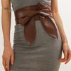Women Belt Imitation Leather Wide-Brimmed Design Retro Cinched Belt Dresses Coat Knotted Belt Versatile Accessory
