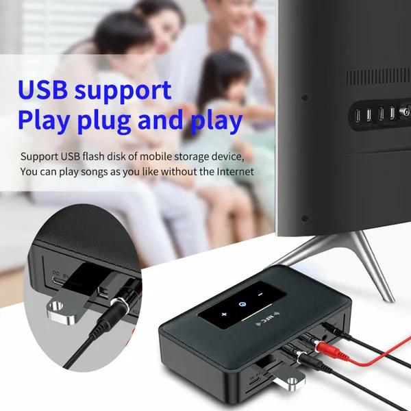 Bluetooth 5.0 Передатчик Приемник Беспроводной 3,5 мм AUX NFC на 2 RCA Аудио Адаптер