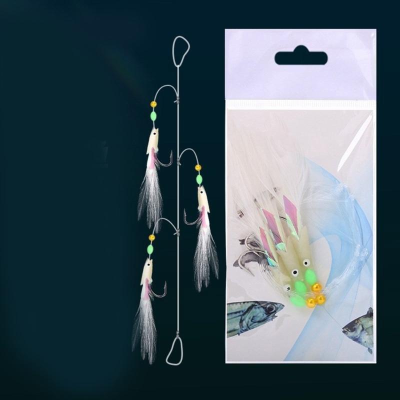 Glow Fish String Hook Fishing Baits Hook for Saltwater Sabiki Rig with Glow Beads Fishing Baits Lures Rig