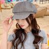 Early spring temperament octagonal hat women's fashion butterfly print cap showing face small newsboy painter hat