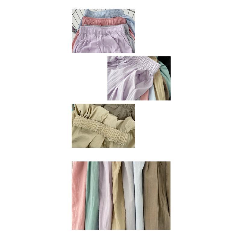 GMXIA Шорты из ледяного шелка, женские летние свободные тонкие повседневные брюки Muscle Sense Five с высокой талией, драпированные, плиссированные, широкие брюки