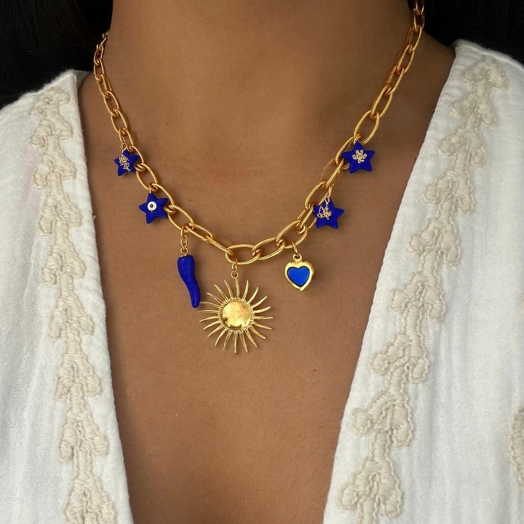 Adjustable Stainless Steel Rope Chain Necklace with Various Pendant Beach Neck Jewelry Suitable for Women and Girls