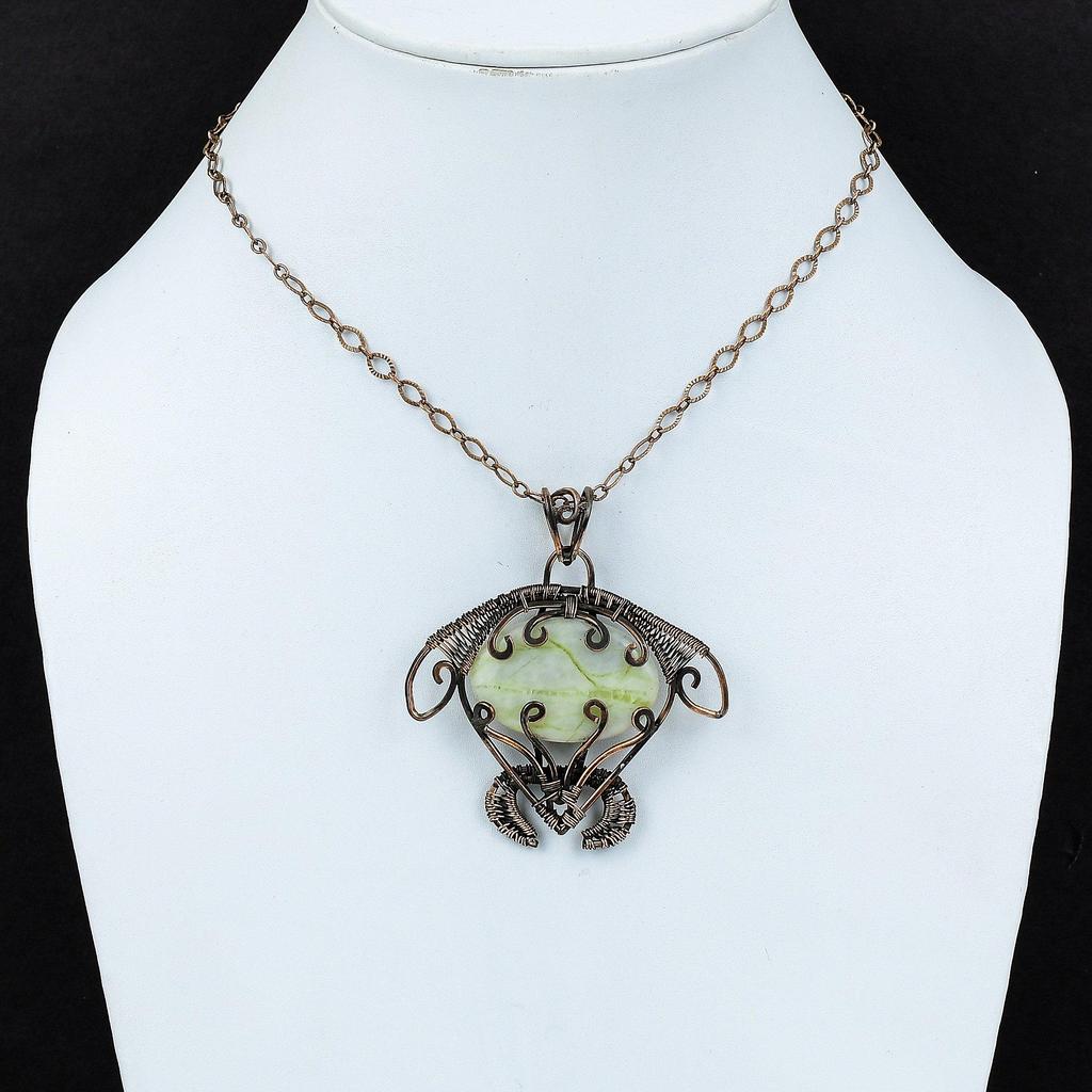 Зеленый арагонитовый кулон, кулон в медной проволоке, кулон с драгоценным камнем, ювелирные изделия ручной работы, кулон в виде черепахи, медные украшения для подарка