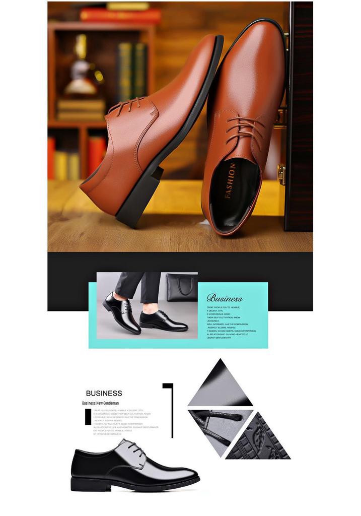 Мужские большие кожаные formal shoes на шнуровке - Корейский стиль Черные рабочие туфли