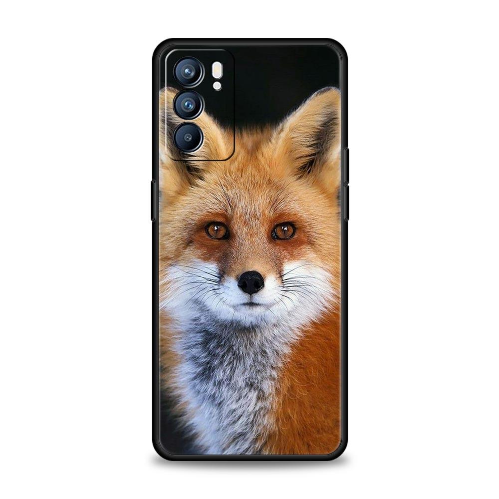 Милый подарочный мягкий чехол для телефона Red Fox для Oppo Find X5 A54 A53 A52 A9 2020 A15 A95 A16 A76 A74 A12 Reno7 SE Reno6 Pro 5G черный чехол