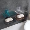 1Pcs Creative Bathroom Wall-mounted Crystal Soap Double Dish Drain Soap Box Portable Soap Dish