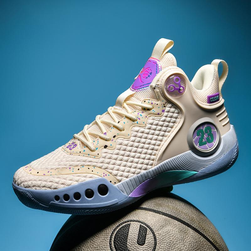 Большие размеры сетчатые мужские дышащие кроссовки новые кроссовки до середины голени для пар фактические боевые баскетбольные кроссовки для тренировок