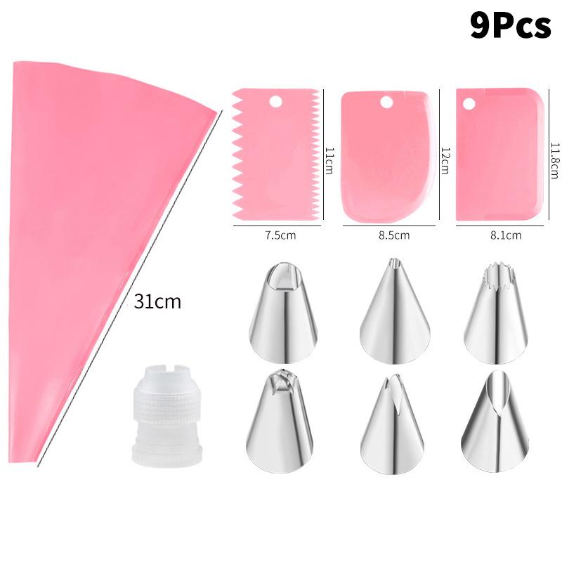 Набор насадок из нержавеющей стали для кондитерского мешка Кухонные инструменты для украшения тортов кремом Многоразовые насадки Кондитерский мешок Скребок для крема