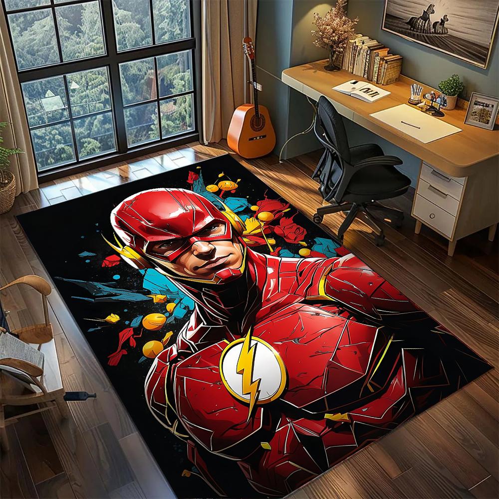 The Flash Lightning Bolt Logo Superhero Cool Rug Carpet Large Area Rug Non Slip Washable Floor Mat Gamer Room Bedroom Home Decor
