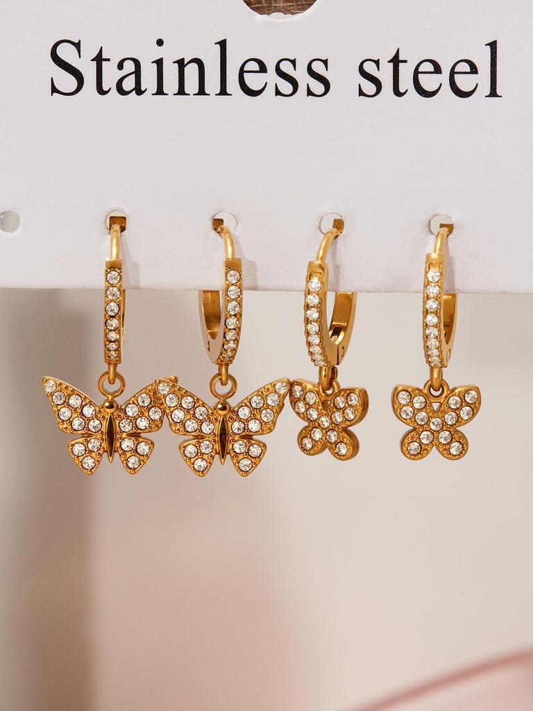 Oumika Позолоченные серьги-бабочки с бриллиантами для женщин