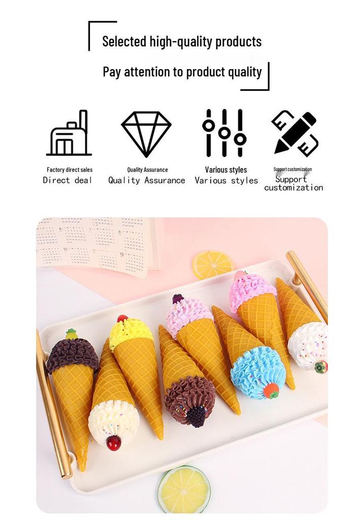 Wavy Ice Cream Cone Model - Fake Dessert Shop Decoration Prop, DIY Handmade Toy.