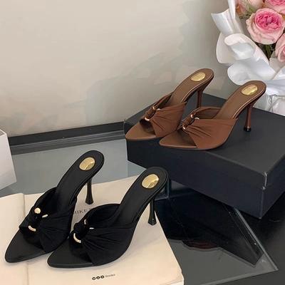 Роскошные дизайнерские летние женские тапочки на высоком каблуке, модные открытые шлепанцы, элегантные туфли для вечеринок на открытом воздухе