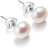 Блестящие белые серьги-гвоздики из 100% пресноводного жемчуга 6-11 мм для женщин, женские серьги из стерлингового серебра