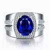 Diamond Blue Diamond Men 'S Ring Burmese Natural Sapphire Ring 18k Gold Plated Popular Ring