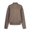 Shop   Women S Mock Neck Simple Daily Zip Bomber looSe Fit Brown Naru Wjp260054