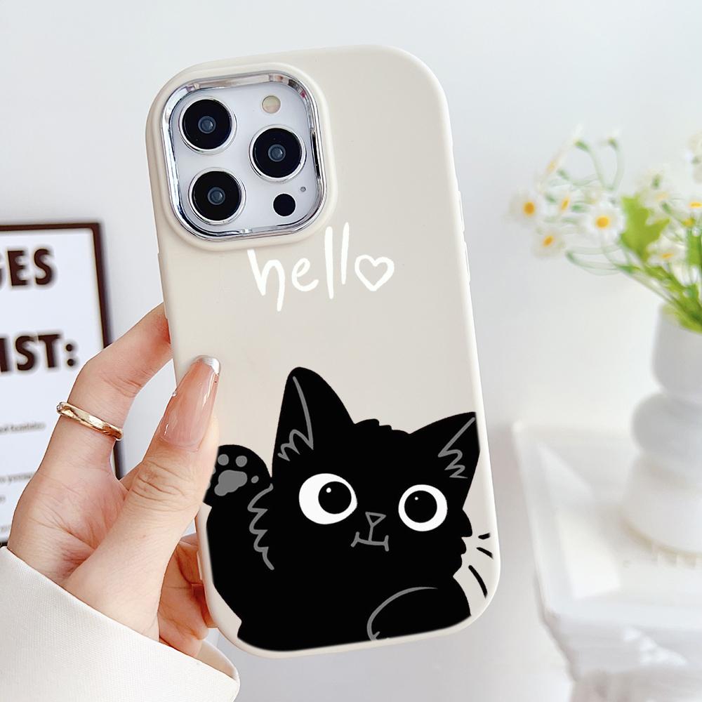 LZ11 Cat Cute Art Design Soft Phone Case for Samsung S24 Ultra S23 Plus S21 FE A16 A54 A34 A05 A06 Infinix Hot 40 30i Lens Protection Shockproof Cover