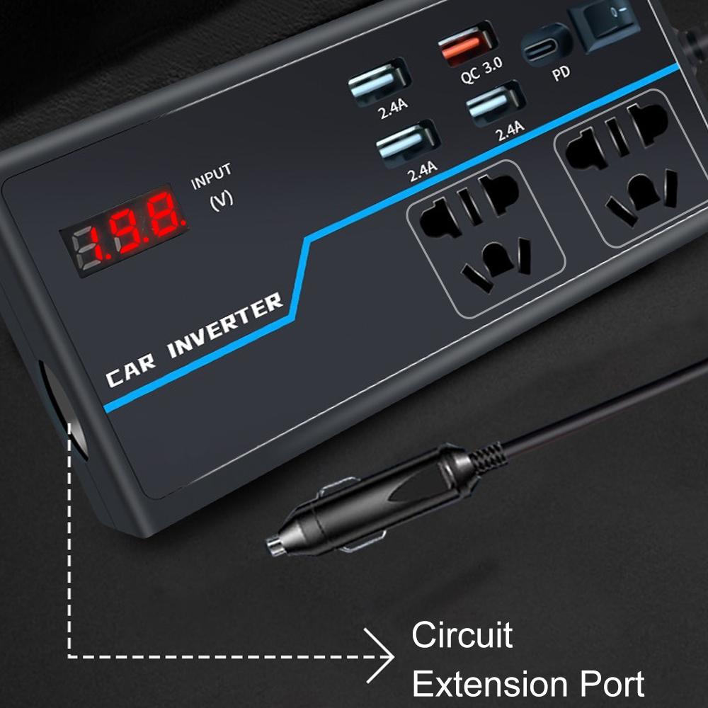 200 Вт 8 портов розеток USB/PD/Type-C зарядные устройства автомобильный инвертор адаптер питания DC 12 В/24 В в AC 110 В/220 В преобразователь защита от перегрузки