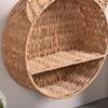 Двухуровневая настенная полка с ушками медведя, милый ручной работы стеллаж для демонстрации растений, декоративный стеллаж для хранения из имитации ротанга