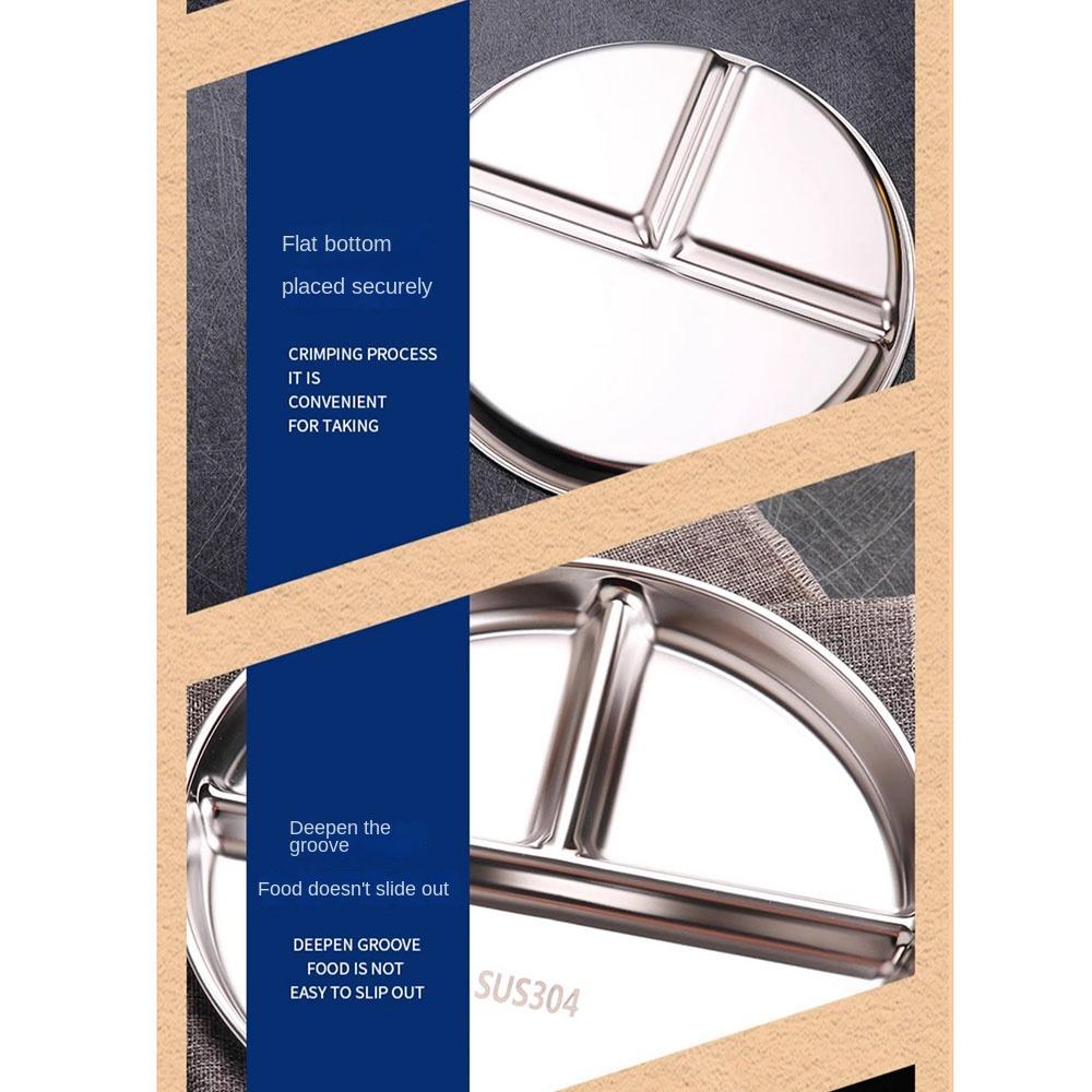 Reusable Divided Dinner Plates Unbreakable 3 Compartment Food Tray Portion Control Plate  Lunch