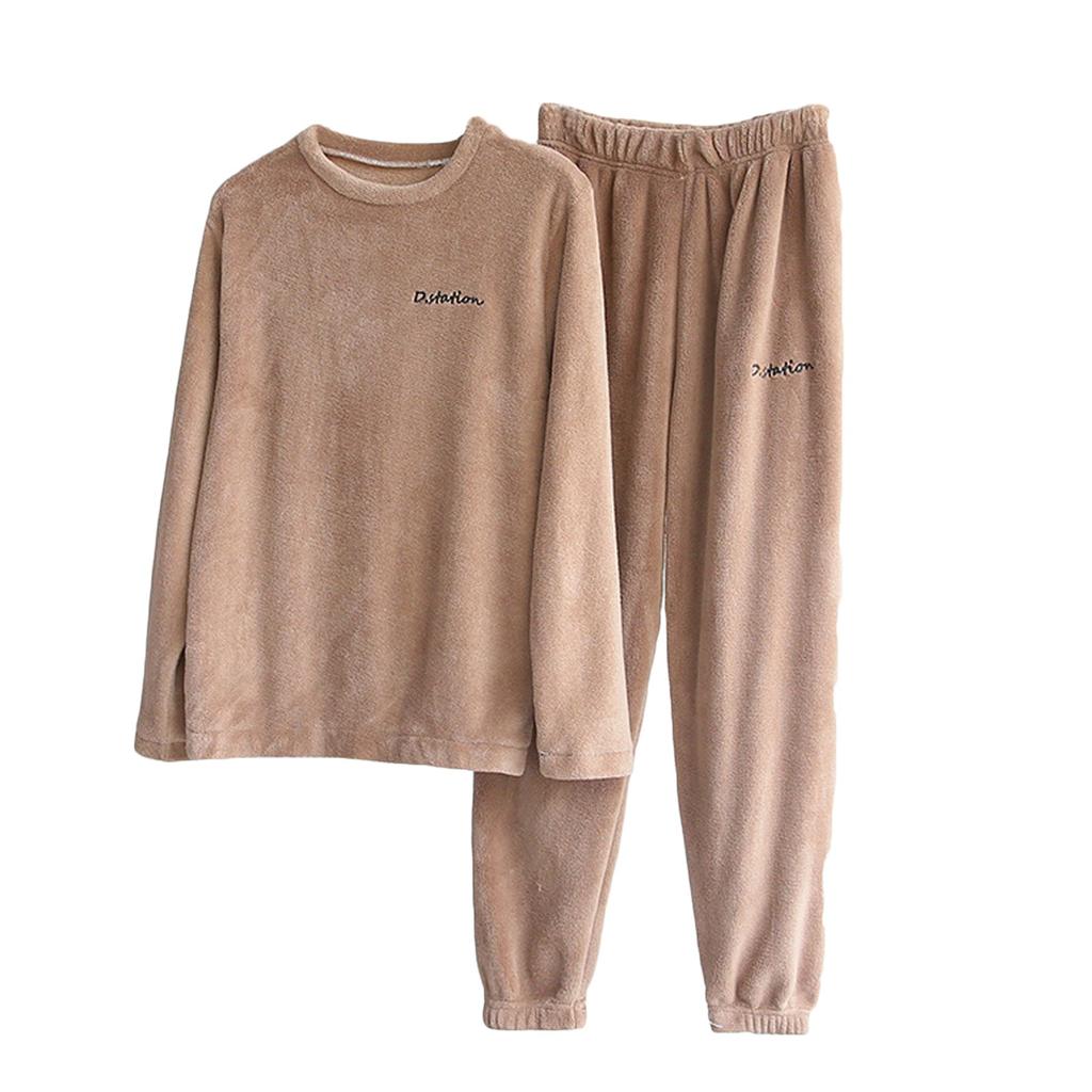Women's Thickened Warm Lamb Cashmere Lapel Pajamas Pajamas Household Suit