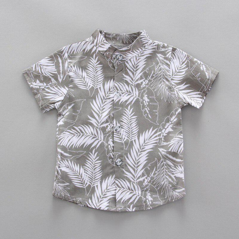 Summer Children Baby Boys Short Sleeve Leaves Pattern T-shirt Blouse+Shorts Casual Outfits Set