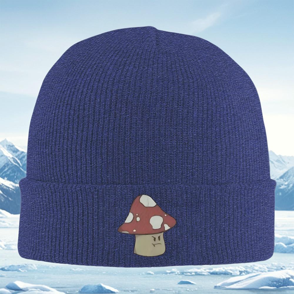 Red mushroom white spots angry face Men Women Unisex Knitted Hat Beanie Pullover Cap Winter Thermal Warm Christmas Outdoor Cycli