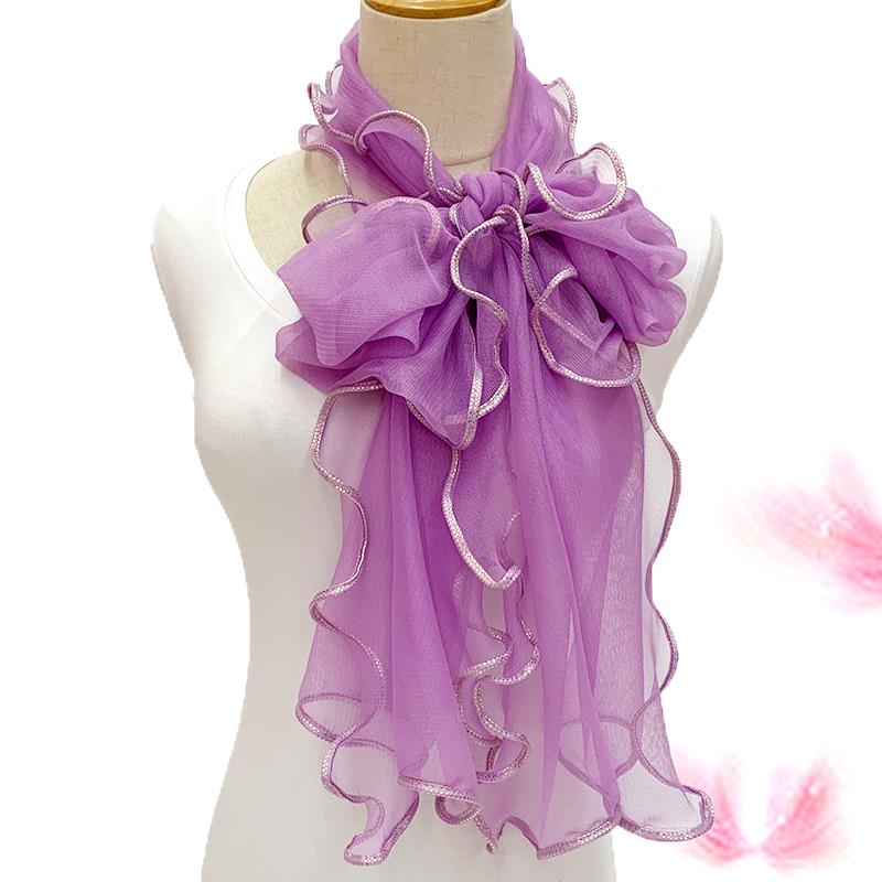 Lace Scarf Women Lightweight Hijab Elegant  Print Silk Neckerchief Shawl Wraps Headband Handle Hair Accessories Bandana