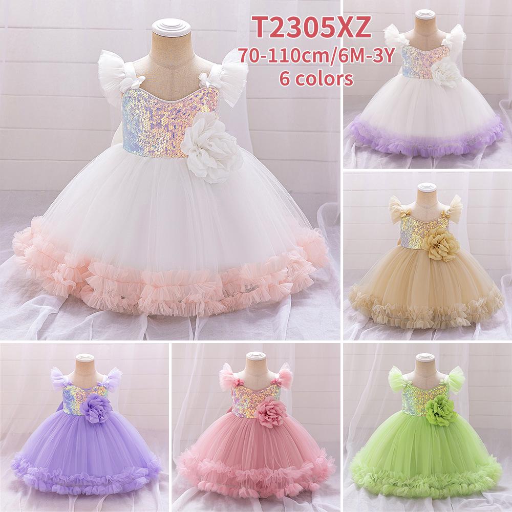 Платье принцессы с пайетками и рукавами-крылышками для малышей - праздничная пышная юбка из тюля