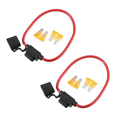 uxcell 2pcs DC 32V 10AWG Gauge Inline Fuse Holder Convoy ATC Style with 4pcs 5A Fuses