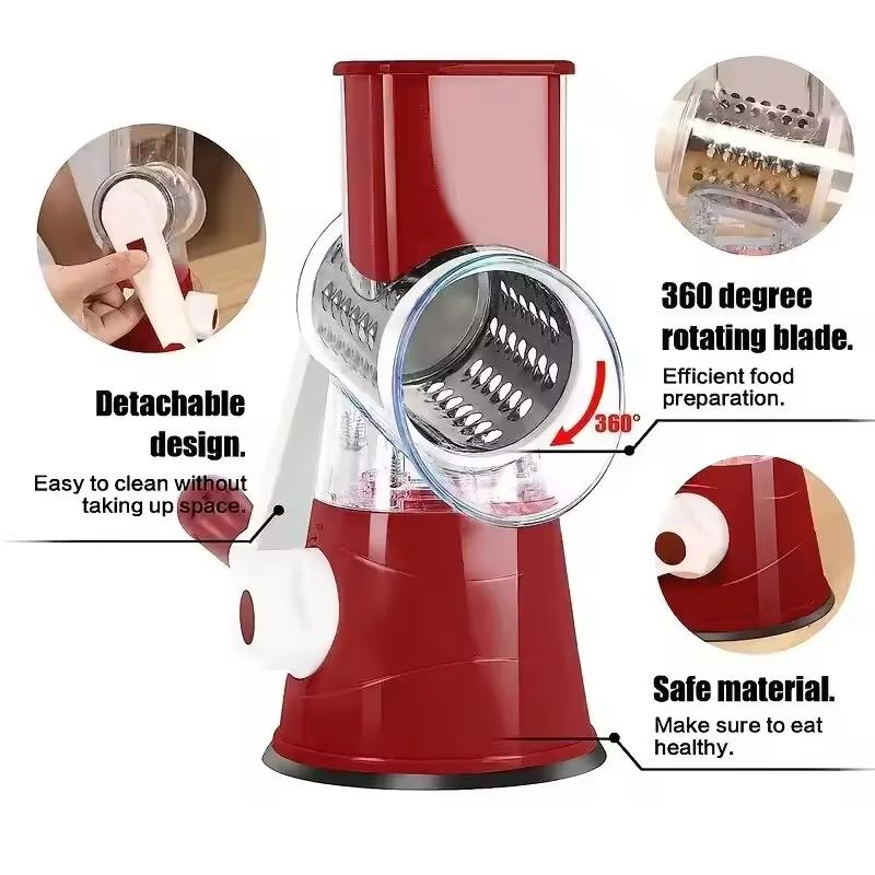 3in1 Rotary Vegetable Slicer Multifunctional Handheld Grater with 3 Sharp Rollers Cheese Shredder Kitchen Tool Cheese Chopper 1