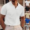 Men's Summer Collar T-shirt Men's Polo Shirts (men’s) Waffle Oversize Solid Color Casual Short Sleeve T Shirts (men’s)