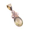 Natural Lemon Quartz 925 Solid Sterling Silver TwoTone Gift Pendant 1.50" G8f57