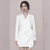 Elegant French Couture Autumn/Winter White Banquet Dress for Women