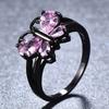 eBay black gold blue zircon butterfly ring, small animals