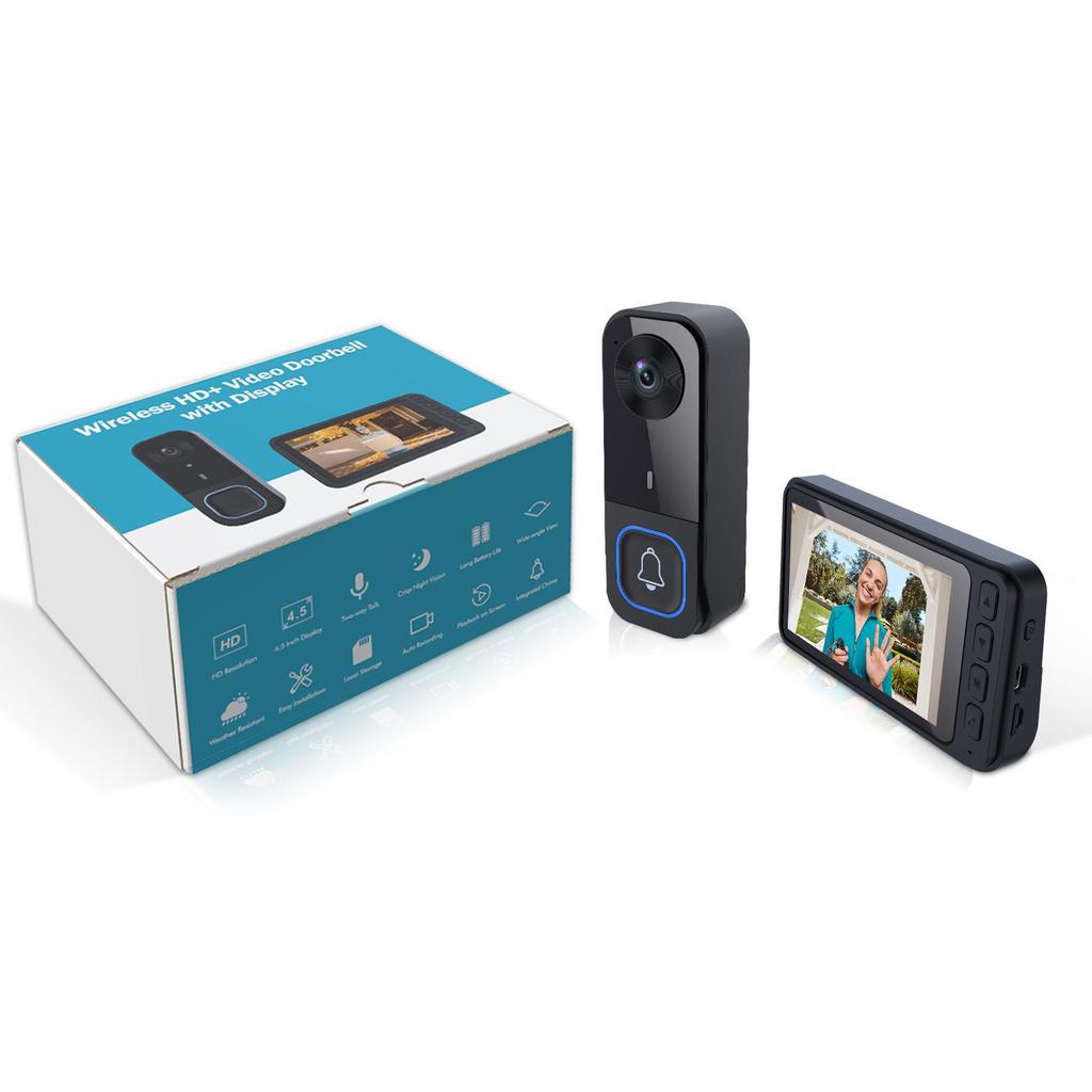 HD Smart Doorbell Camera with Screen & Humanoid Detection for Outdoor Intercom and Home Surveillance
