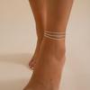 Women Anklet Three-layered Shiny Surface Adjustable Length Simple Style Ankle Decoration Jewelry