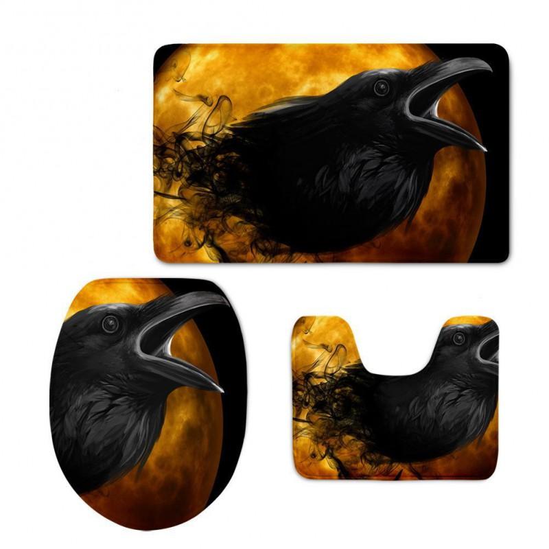 Halloween Pumpkin Witch Toilet Seat Cushion Set 3pcs Flannel Bathroom Decor