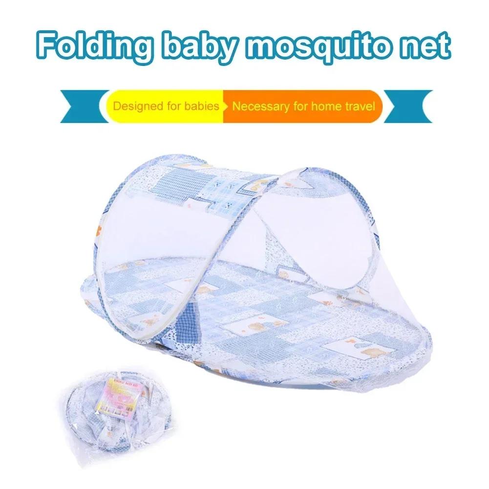 Baby Crib Mosquito Net with Zipper Door Foldable Portable Summer Children Tent for Newborn Infant High Density Grids