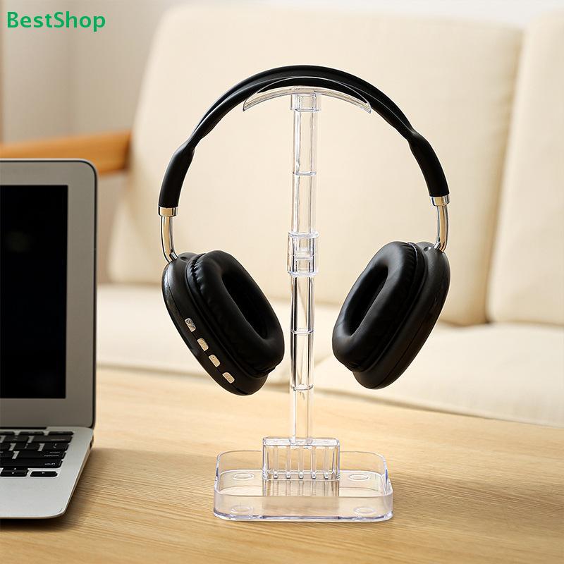 Clear Acrylic Headphone Stand with Phone Holder - Desktop Organizer for Gaming Headsets and Smartphones