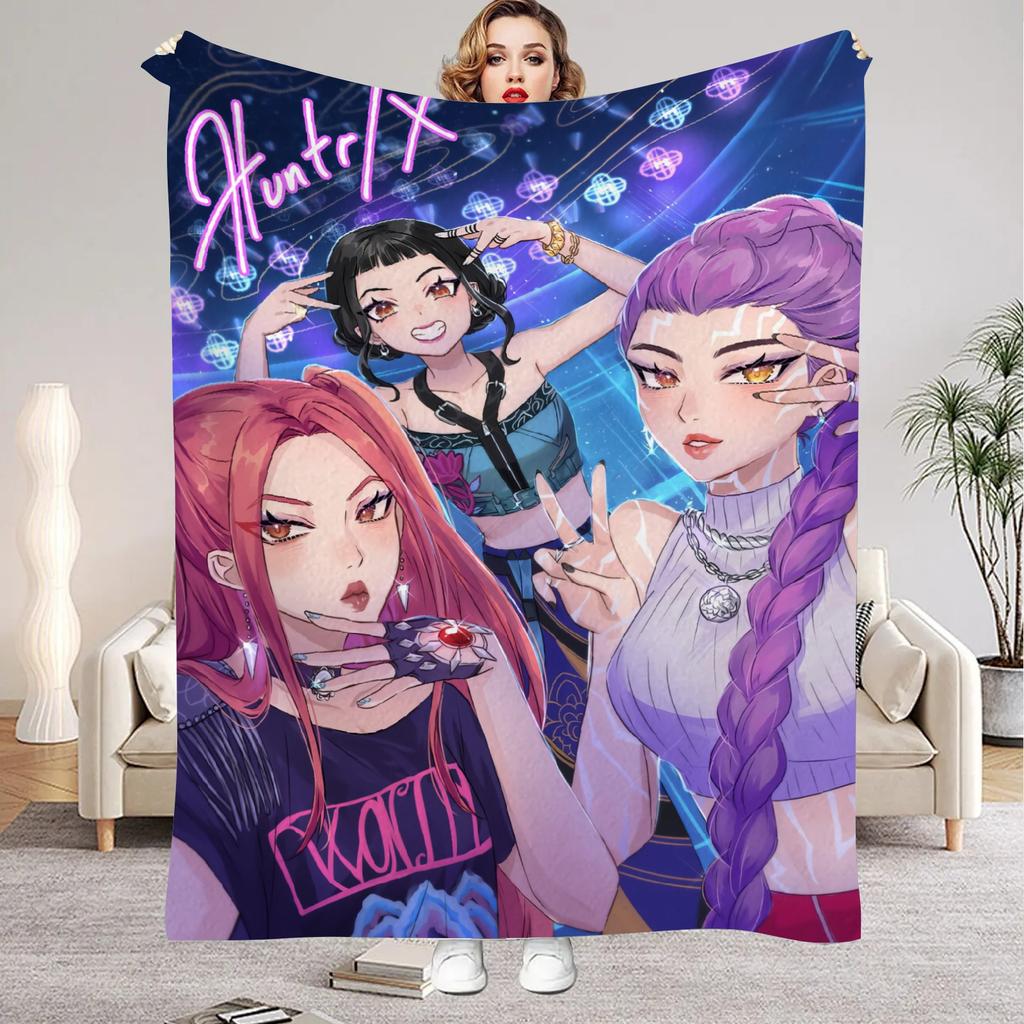 Huntrix Blankets K Pop Demon Hunters Rumi Zoey Mira Soft Warm Throw Blanket Kids Living Room Couch Sofa Bed Christmas Giftsmas