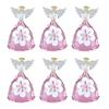 Fourcart Cute Handmade Glass Floral Angel Bells (Set of 6), Pink