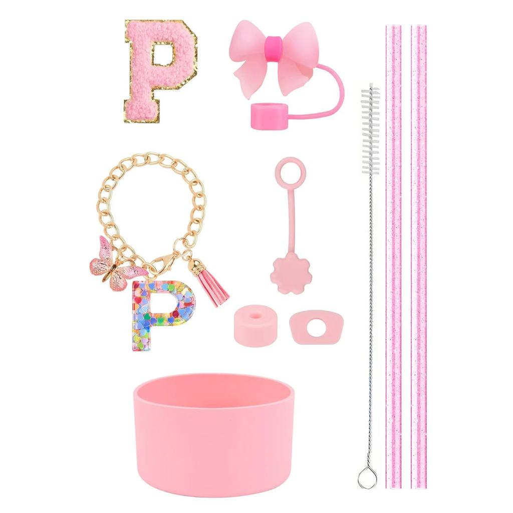 Набор из 10 аксессуаров для стакана Stanley 30 унций 40 унций: крышка для соломинки, крышка, чехол, стоппер от проливания, брелок с буквой, наклейка